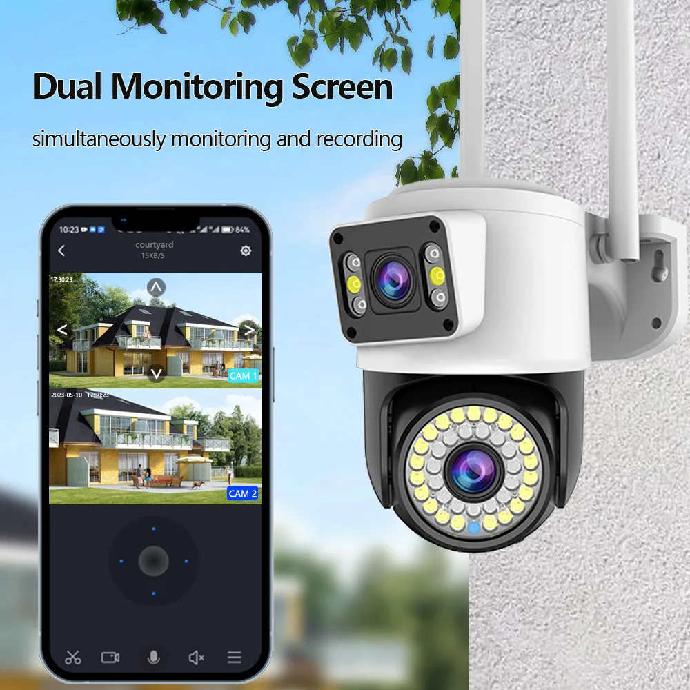 Yoosee 4K 8MP Dual Screen IP Camera 4MP WiFi PTZ Camera AI Human Detection Monitor Outdoor Color Night Vision CCTV Home Security