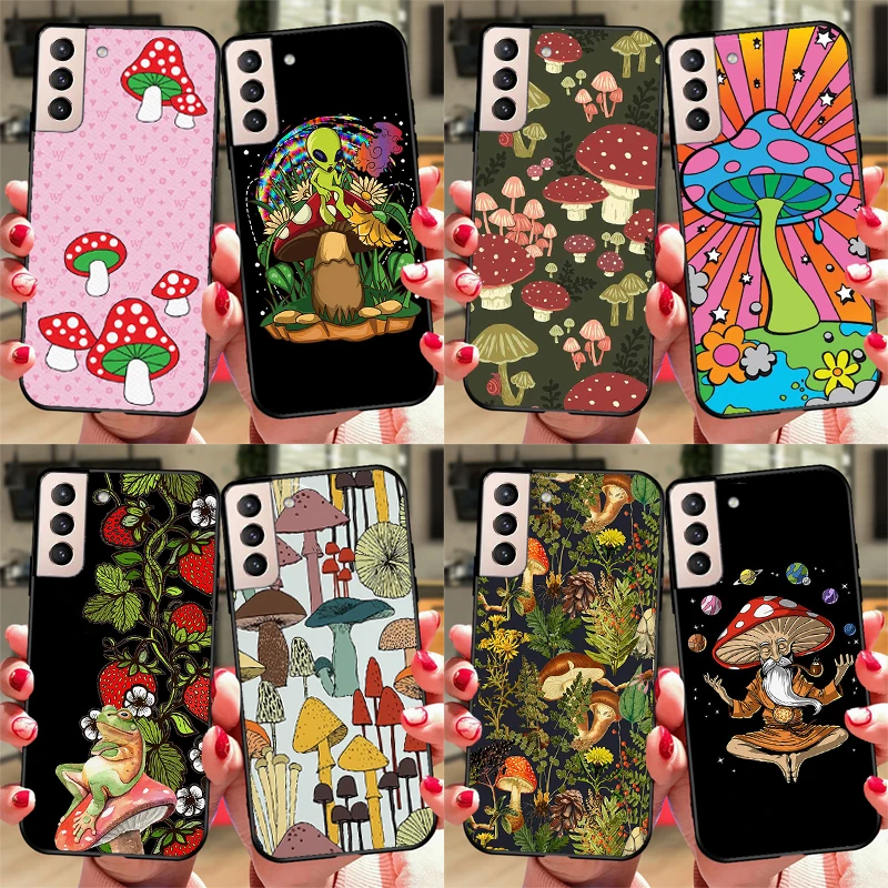 Hippie Mushroom Frog shrooms Cover For Samsung Galaxy S23 S21 Ultra S20 FE S8 S9 S10 Note 10 Plus Note 20 S22 Ultra Case