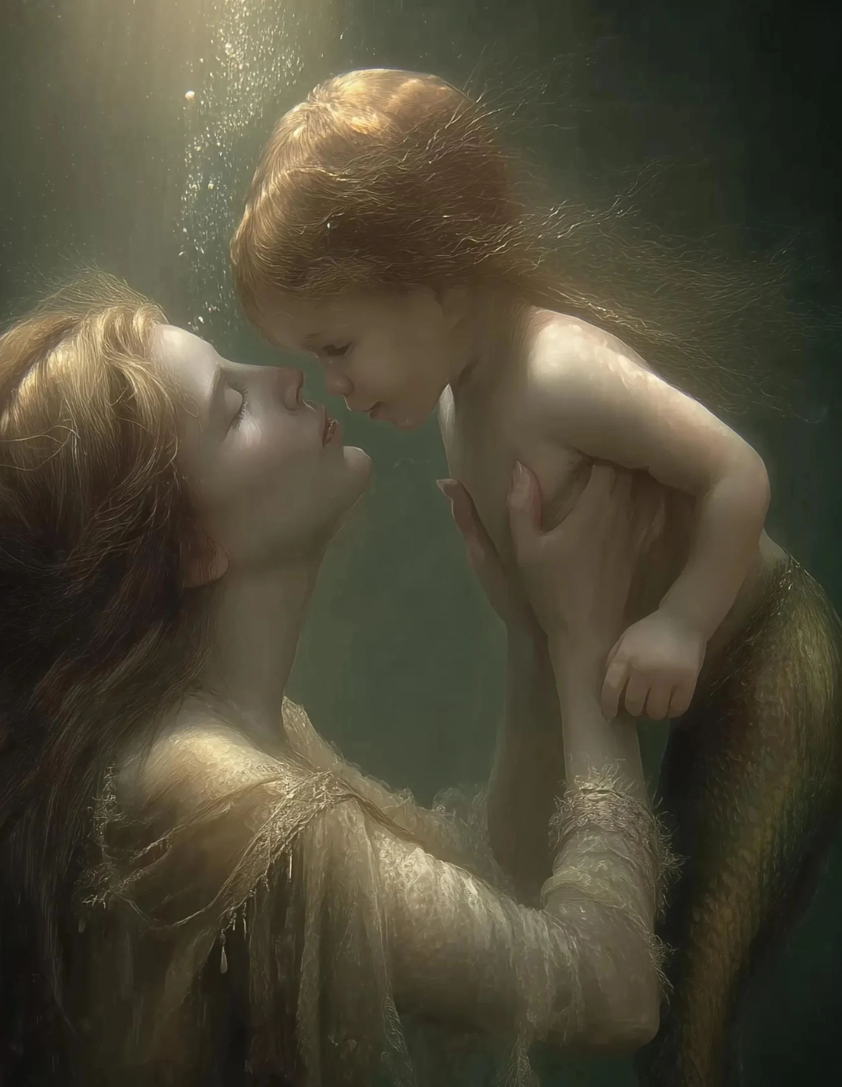 Mysterious Beautiful Retro Mermaid Oil Painting Portrait Art Poster Canvas Printing Hotel Homestay Studio Wall Decor Painting