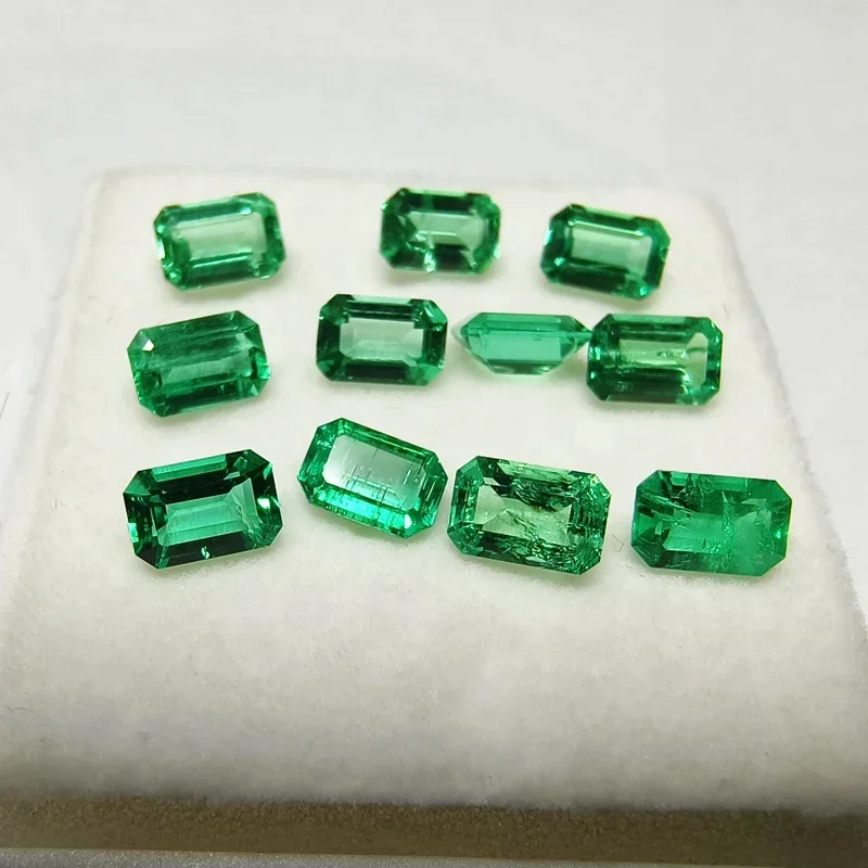 Lab Grown Columbia Emeralds Size 4x6mm Hydrothermal Emerald Hand Cut With Cracks Inclusions Inside Selectable AGL Certificate