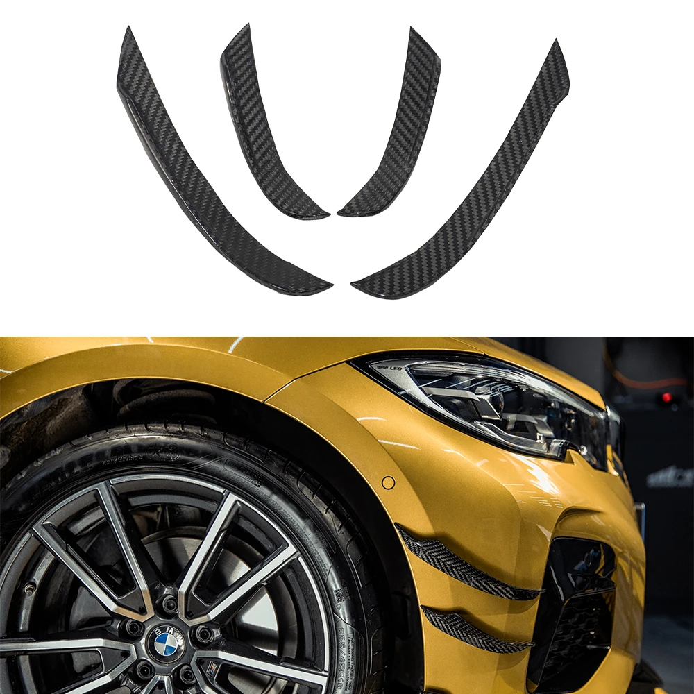 Real Dry Carbon Fiber Front Bumper Side Canards Splitter Spoiler for BMW G20 G28 2020-2024 Canard Air Knife Surround Trim