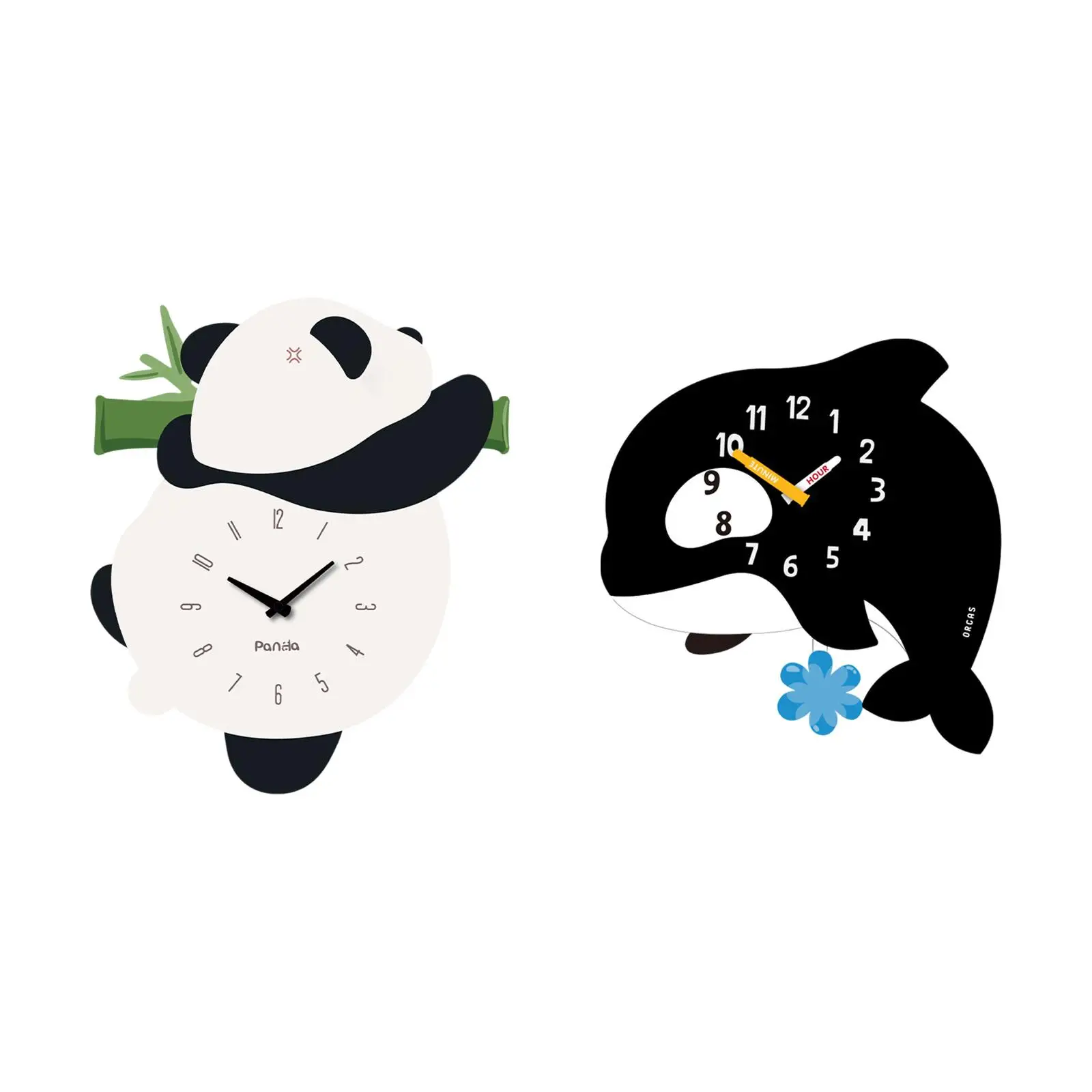 Wall Clock Nonticking Easy to Read Cartoon Cute for Apartment School Office