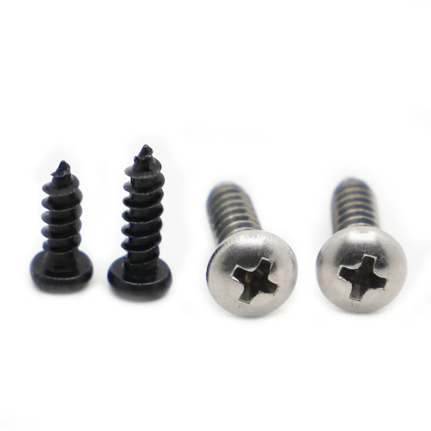 M1 M1.2 M1.4 M1.7 M2 M2.3 M2.6 M3 M4 304 Stainless Steel / Black Steel Phillips Cross Pan Head Self Tapping Wood Screw