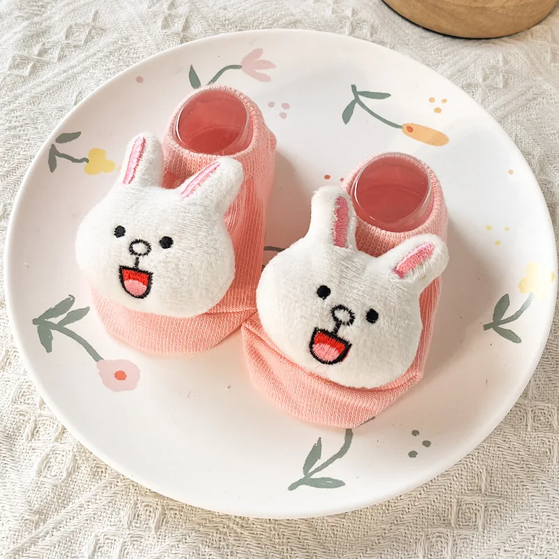 Newborn Socks Korean Style Boys and Girls Cotton Cartoon 3D Animal Bunny Ankle Socks Ins New Seasonal Anti-slip Doll Hosiery