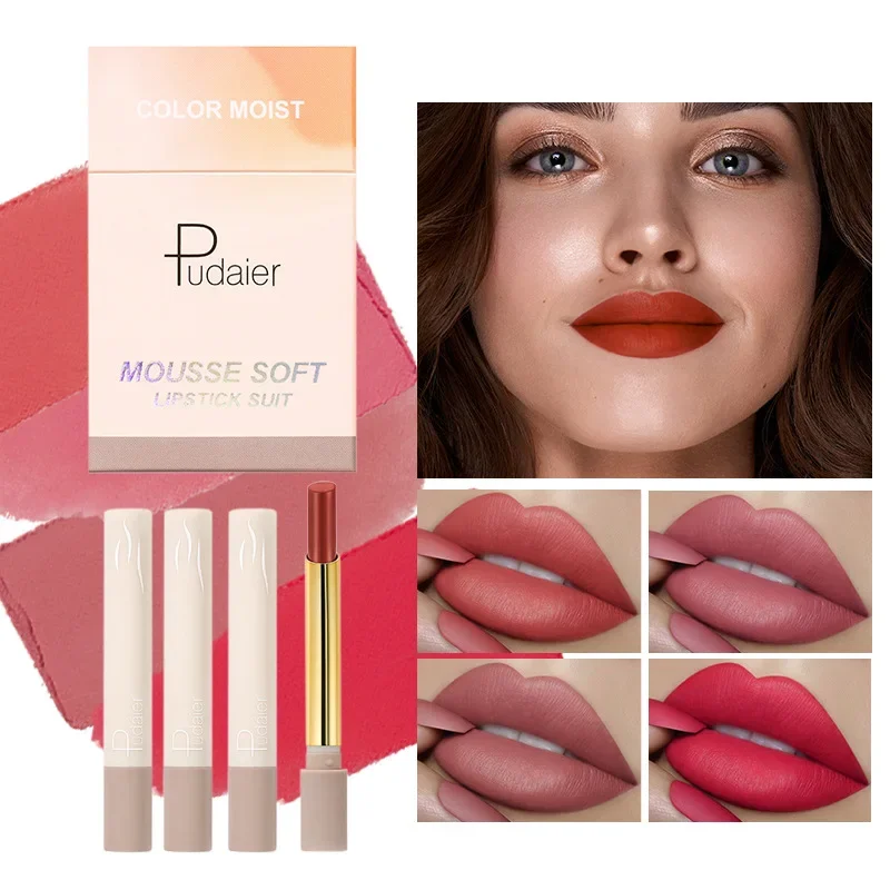 

High Quality Magic 4Color Small Pipe Lipstick Set Matte Lasting Non-Stick Cup Lipsticks Velvet Lip Glaze Lip Gloss Gift Cosmetic
