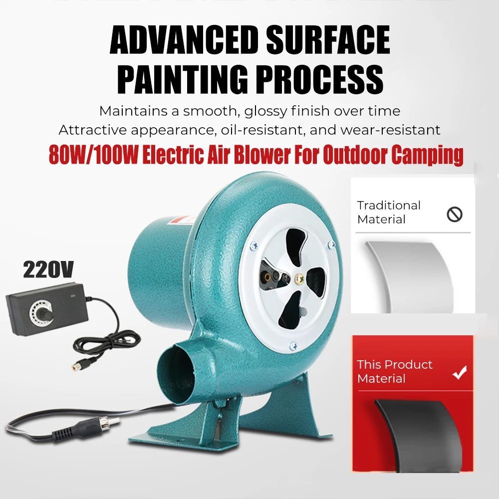 

Электрический вентилятор-воздуходувка 80 Вт/100 Вт, 220 В, для барбекю, с медным двигателем, 12 В, с контроллером скорости 220 В, для кемпинга, мини-воздуходувка