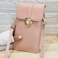 Women Pu Leather Handbag Touch Screen Cell Phone Wallets Hasp Crossbody Shoulder Strap Handbag For Female Simple Women Bags