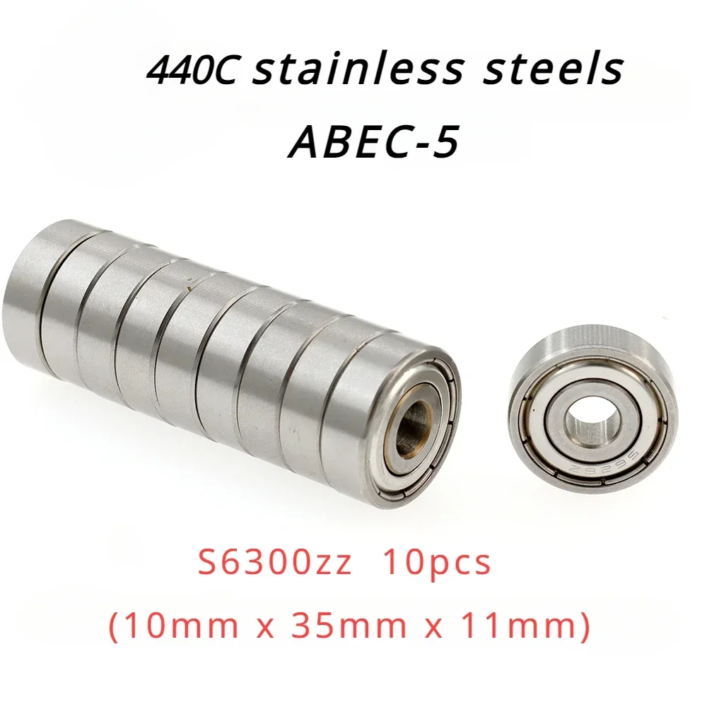 

Veekaft High Precision 440C Stainless Steel ABEC-5 Deep Groove Ball Bearings S6300zz 10pcs Size:10mmx35mmx11mm