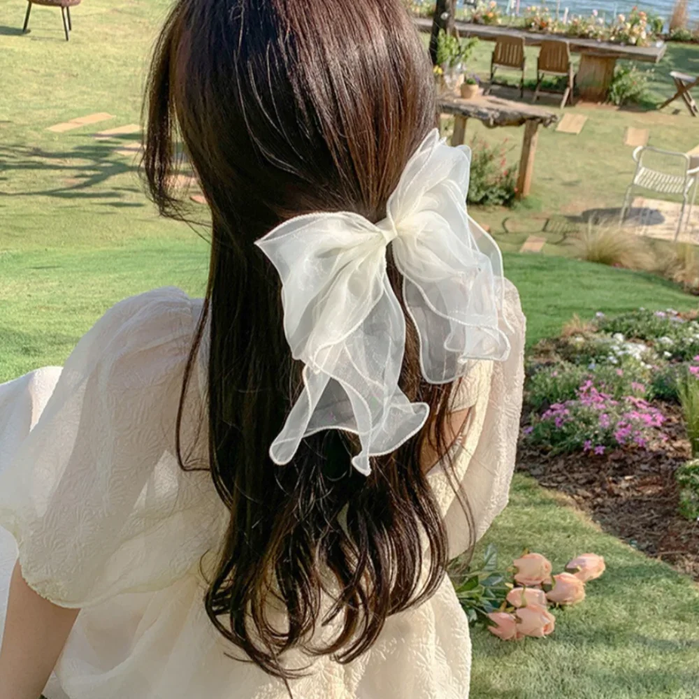 أزياء الشريط Bowknot مقاطع الشعر المشابك متعدد الطبقات القوس دبابيس الشعر الفتيات أغطية الرأس النساء ذيل حصان