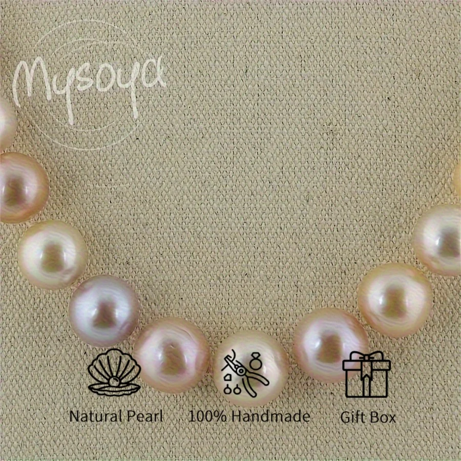 

MYSOYA 10-12 мм большое простое элегантное ожерелье с конфетами Эдисона и пресноводным жемчугом с подарочной коробкой DIY стиль ювелирные изделия на день рождения и свадьбу подарок
