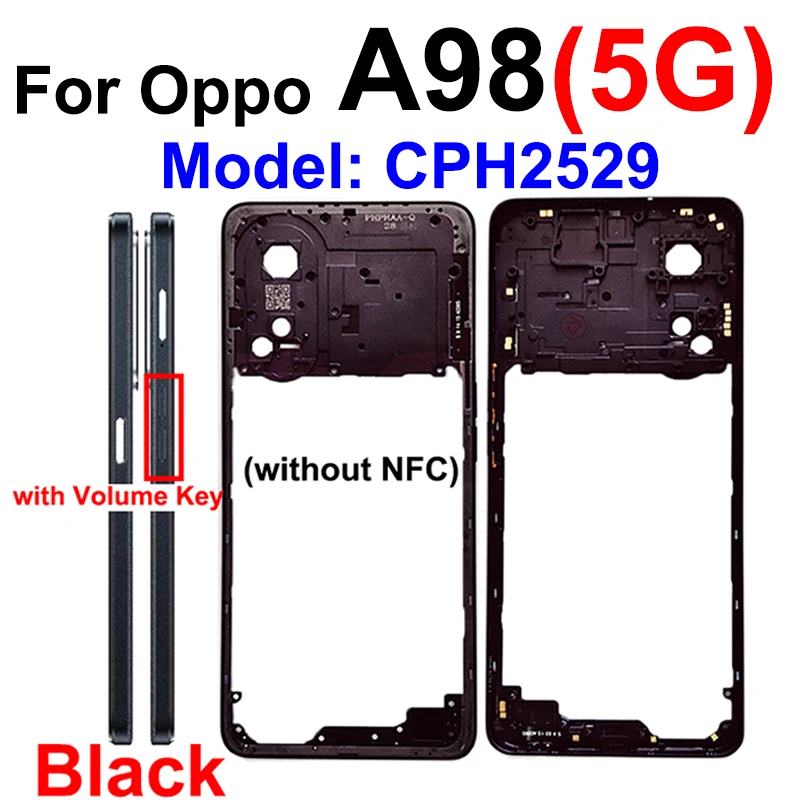 For OPPO A98 5G Middle Frame Housing Middle Housing Holder Cover with Side Button Parts