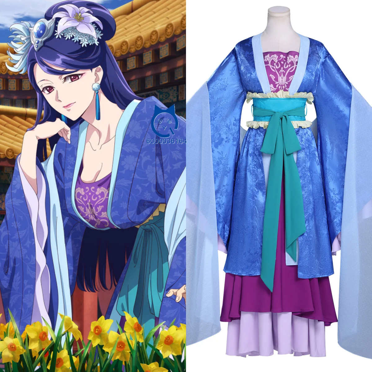 

The Apothecary Diaries Cosplay Costume Anime Lihua Role Playing Traditional Clothes Blue Dress Outfit for Women Comic Con Party