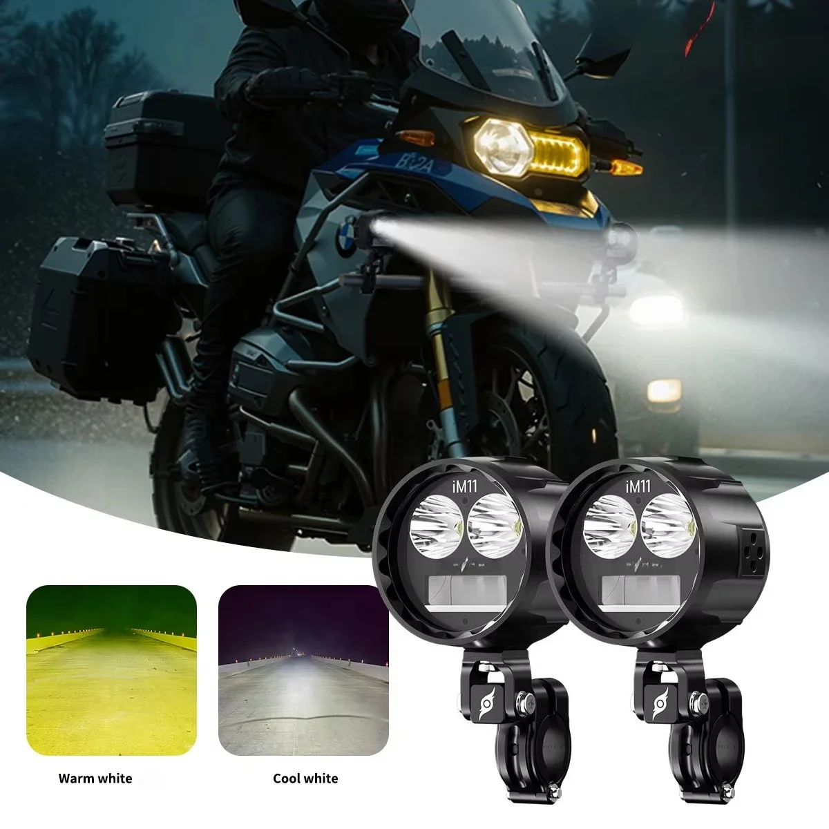 Professional Light for Motorcycle Fog Lights Ultra-Bright White Yellow Beam Modes IPX8 Waterproof for R1300/1250GS/Gs1200