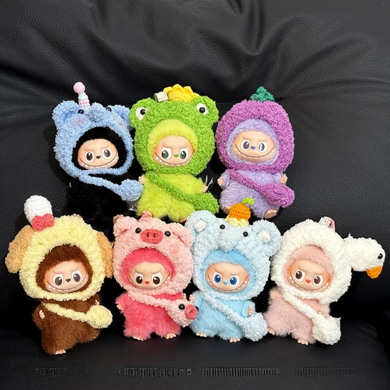 

Clothes For Mini Labubu 4.0 10CM Doll Plush Animal-Vegetable Themed Headwear With Crossbody Small Bag Fit