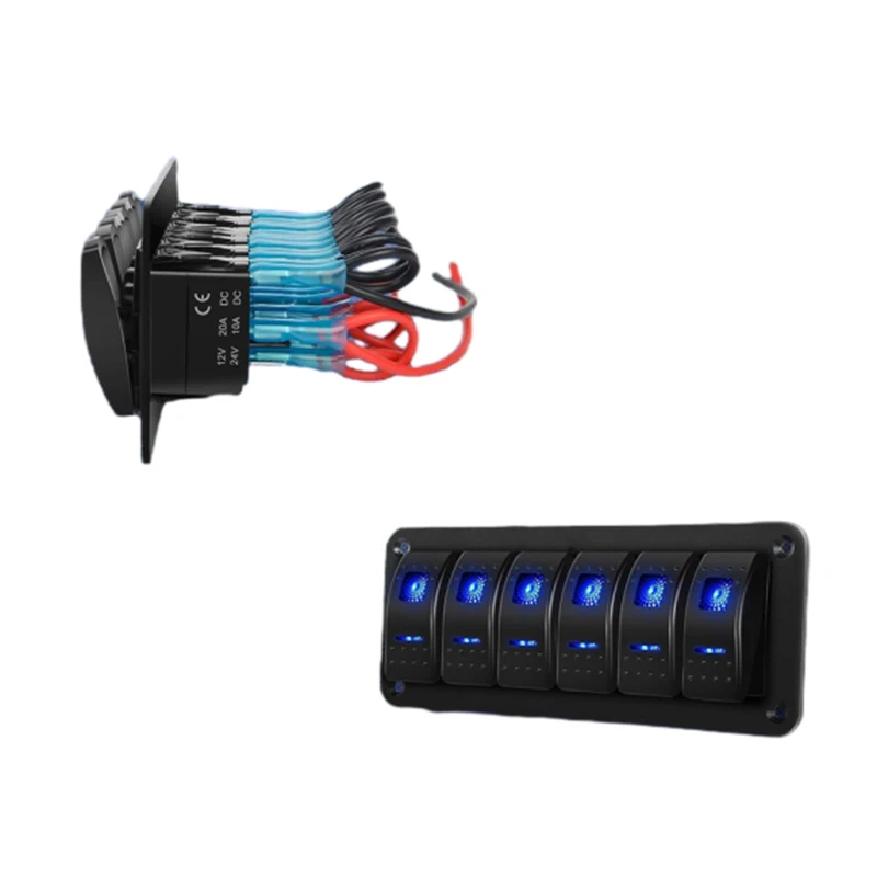 Marine Switch Boat-Shaped Rocker Panel Modified Multi-Position Rocker Switch Combination Board Waterproof LED Lighting Effect