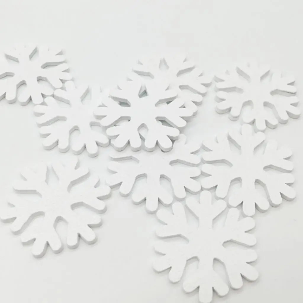 Rustic White Wood Snowflake Decorative Toy for Engagement Party Centerpiece Wooden Studs for Crafts and Event Decoration