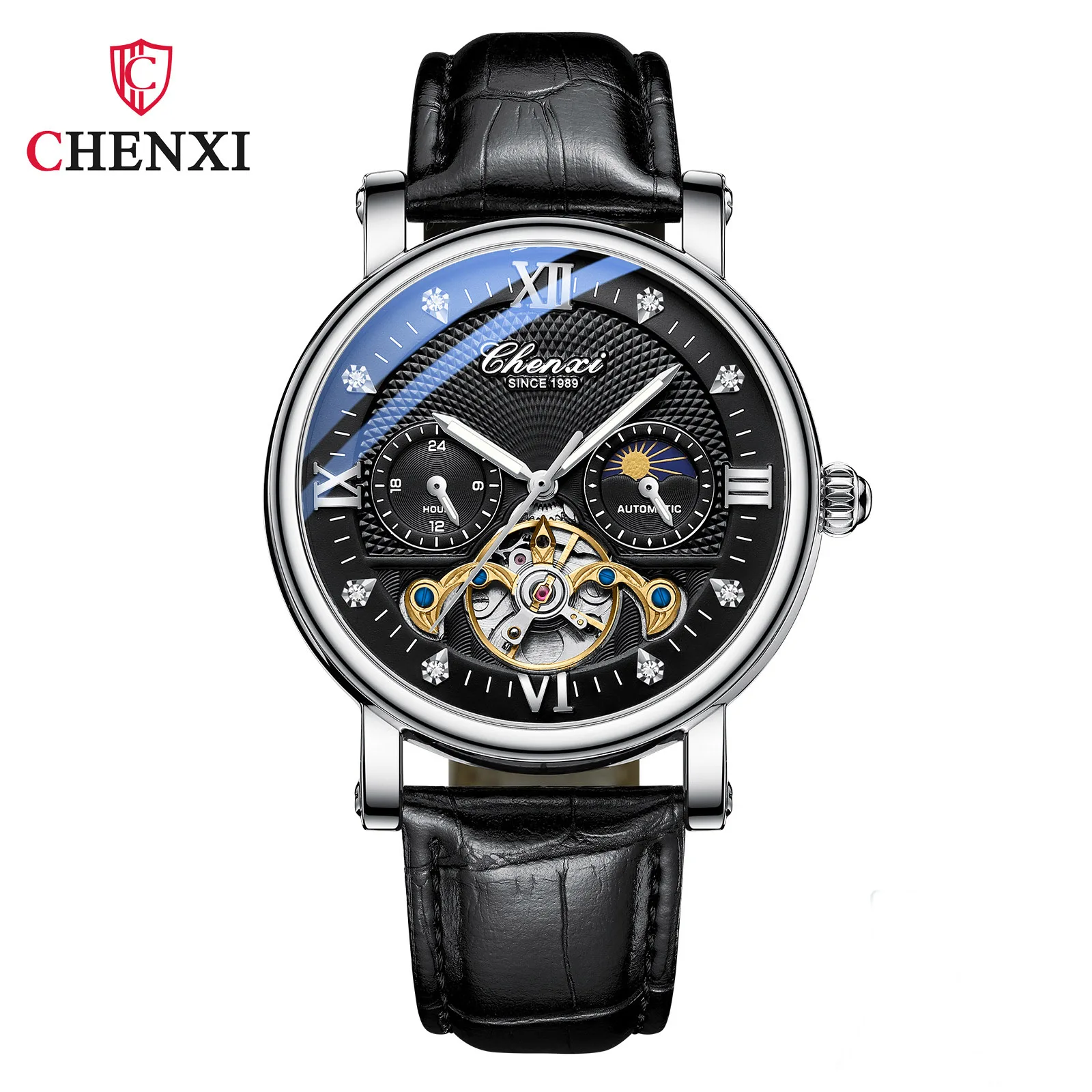 CHENXI Mechanical Watch Men Casual Business Watches Genuine Leather Strap Automatic Self-Wind Mechanical Wristwatches Men 2023