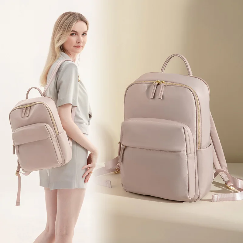Women Oxford Backpack Twin Front Pockets Water Resistant for Daily Travel Work Commuting C9130 with Carry Handle Casual Bag