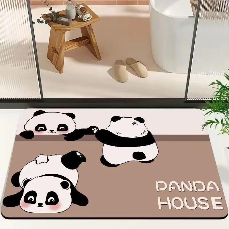 

Коврик для ванной комнаты из диатомовой грязи, водопоглощающий быстросохнущий ковер для ванной комнаты, нескользящий ступенчатый коврик для туалетной двери с мультяшным рисунком