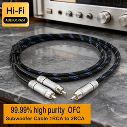 High Quality HiFi Subwoofer Y Cable  RCA  1 Male to 2 Male Audio cable