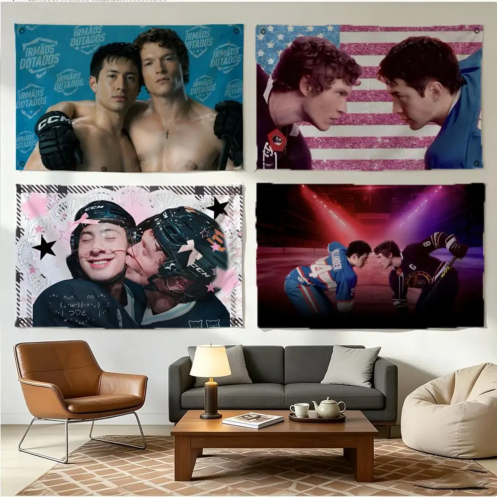 Novel Romance Heated Rivalry Flags Four Ring Borderless Art Decor Indoor Outdoor Use Simple Hang And Install