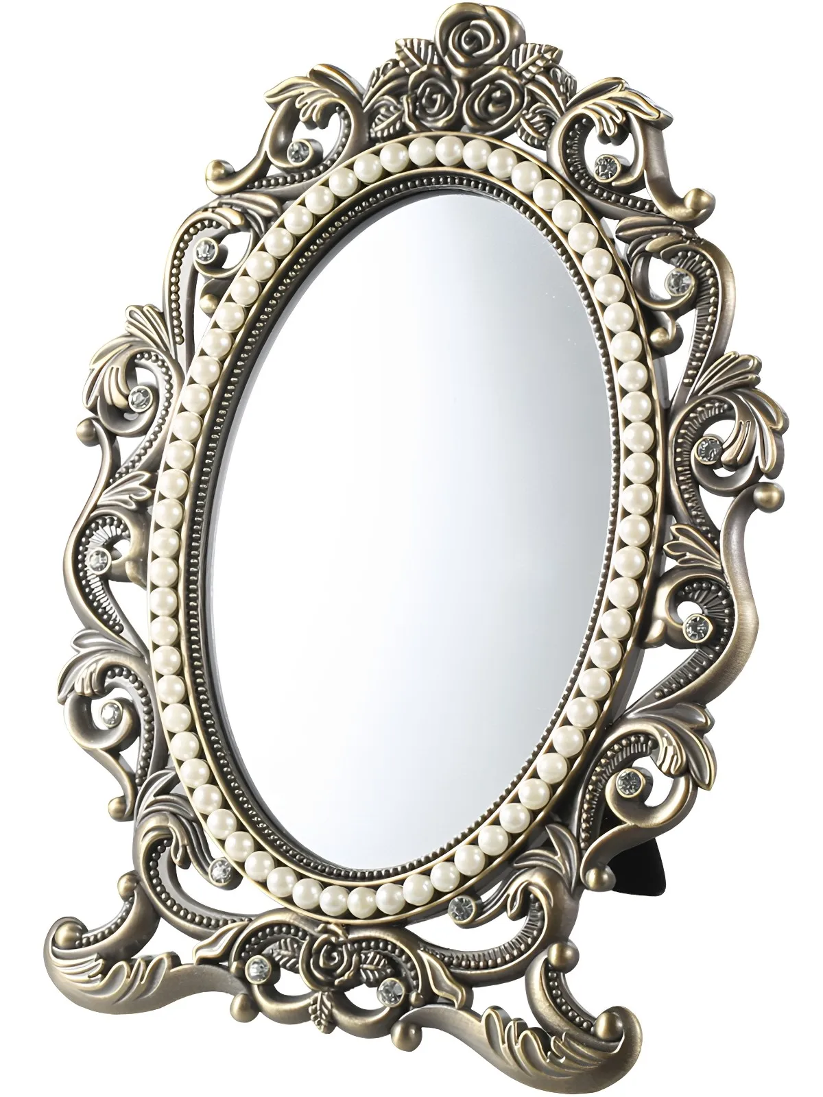 For Desktop metal makeup mirror desktop mirror retro single-sided vanity mirror single-sided court style