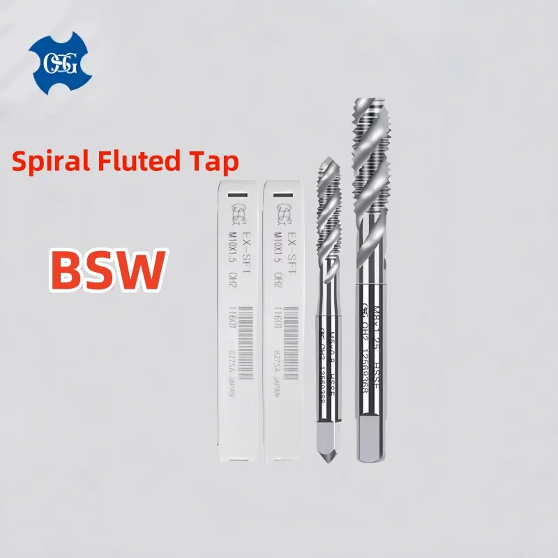 Japan OSG  HSSE  British Machine Spiral Fluted Taps  BSW1/8 5/32 3/16 1/4 1/2 5/8 Threaded tap for blind hole machine