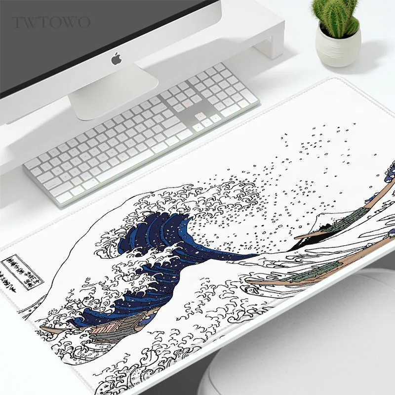 

Mouse Pad Gamer Japanese Great Wave XL Home Computer Mousepad XXL Mechanical Keyboard Pad Playmat Non-Slip Carpet PC Table Mat