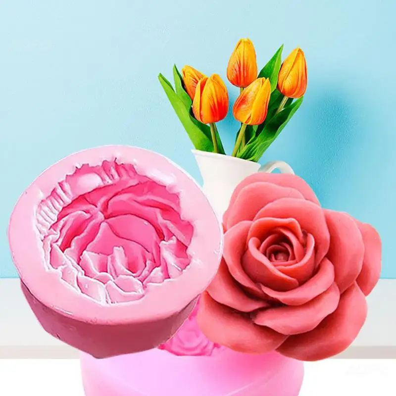 Bloom Rose Silicone Cake Mold 3D Flower Fondant Mold Cupcake Jelly Candy Chocolate Decoration Baking Tool Moulds FQ2825