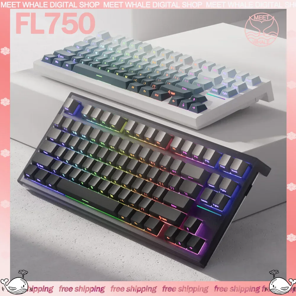 

FL·Esports FL750 Mechanical Keyboard 3Mode 2.4G Wireless Bluetooth Keyboard PBT Hot-Swap Esports RGB Custom Gaming Keyboard Gift