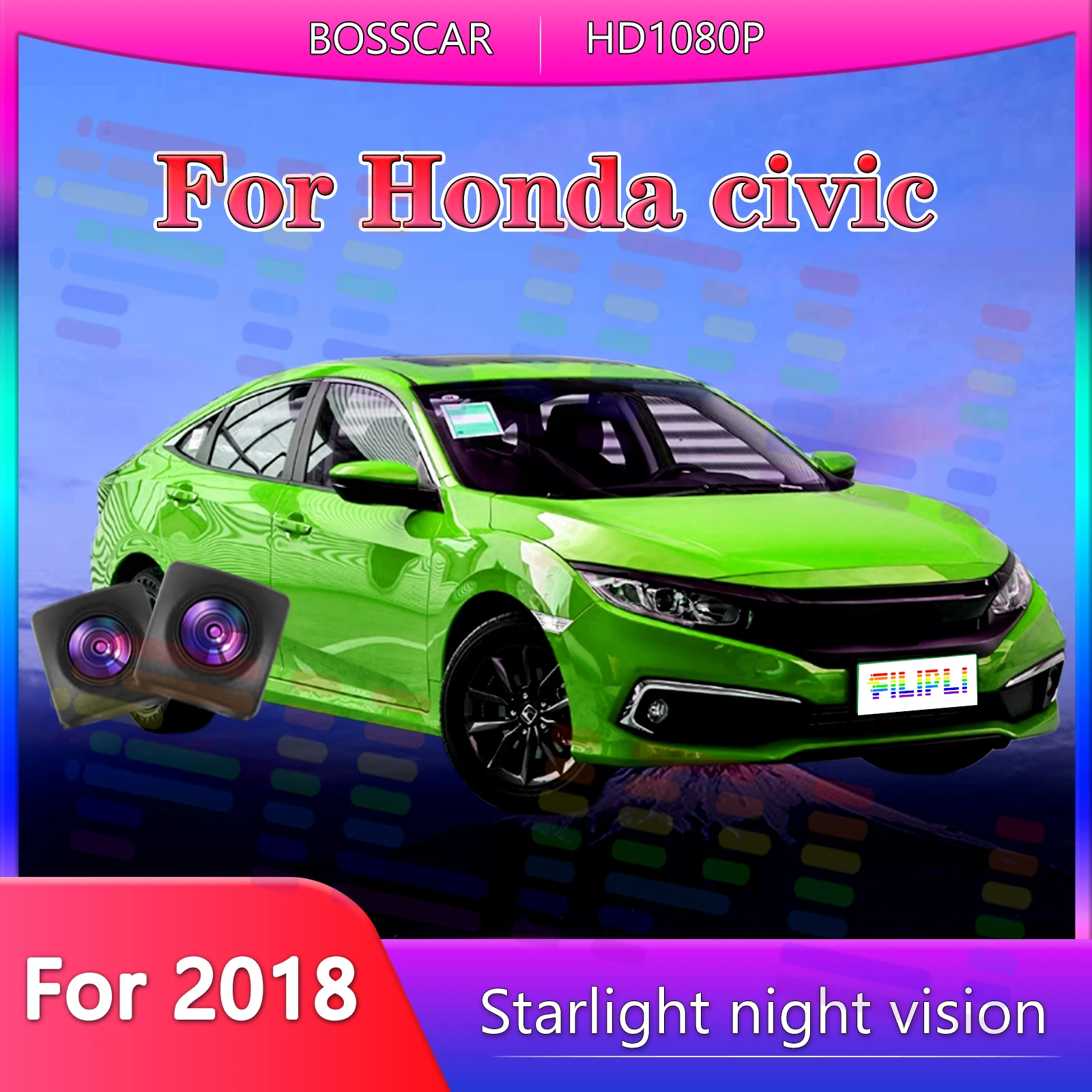 

BOSSCAR For HONDA Civic Night Vision Rear View Car Surveillance Backup Reverse Waterproof Plug and Play Backup Reverse Camera