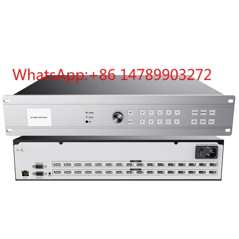 UHD 16x16 4K 60Hz Matrix Switch EDID IR RS232 Stage Conference Audio Video Device