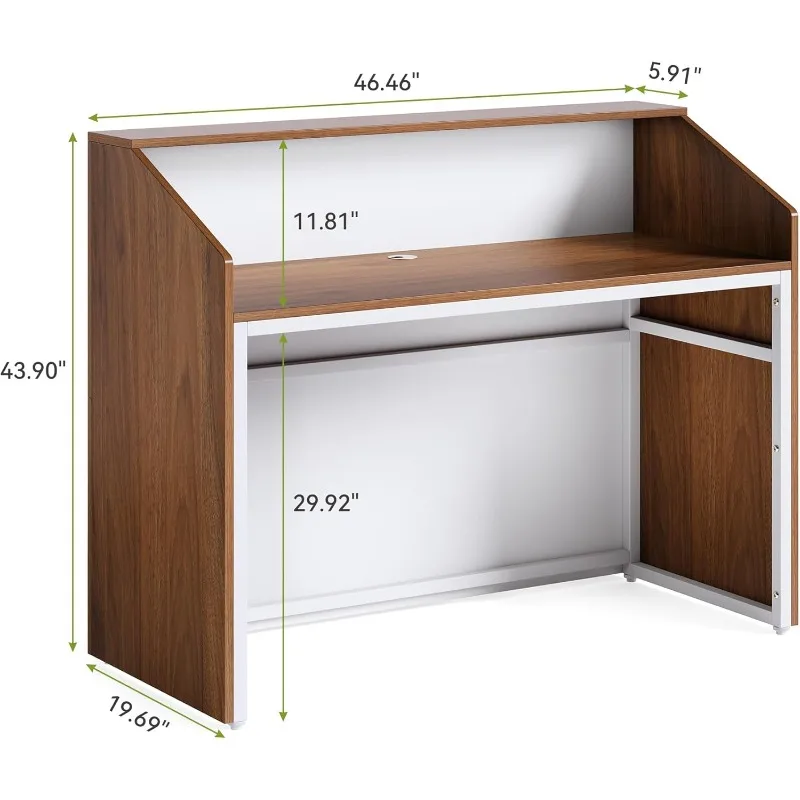 Mesa de recepção moderna de 47 polegadas com balcão de carvalho mesa de recepção, carvalho