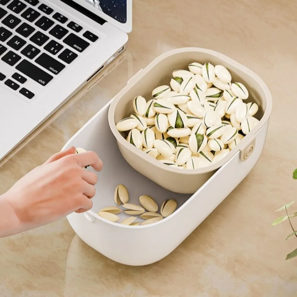 طبقة مزدوجة استنزاف سلة وجبات خفيفة صندوق فواكه مجففة سميكة طبق فاكهه المنزلية صينية استنزاف المطبخ #1