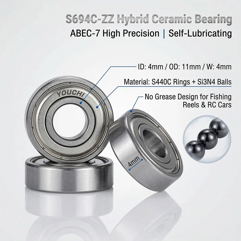 

10 шт. гибридных керамических подшипников 4x11x4 S694 S694C ZZ для рыболовных катушек, радиальные шарикоподшипники 4*11*4