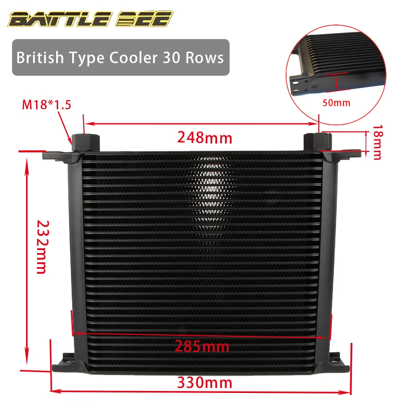 BATTLEBEE Auto-manual Oil Cooler Radiator Kit Aluminum Cooling Systems With Rubber Tube For Toyota Patrol Y61 BB-OCK-139