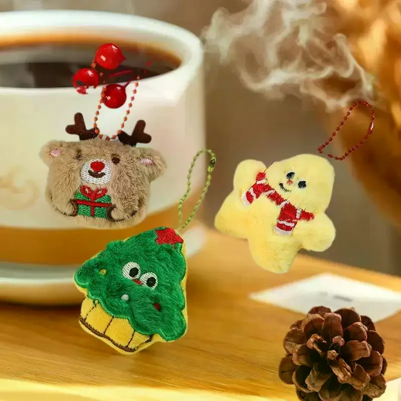 Porte-clés bonhomme de neige du Père Noël ; Ornement de Noël en peluche douce de dessin animé ; Cadeau de fête pour sacs à dos.