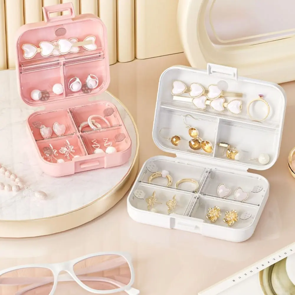 Durable Portable Jewelry Box with Compartment Mini Pill Case Lightweight PP Storage Box Travel