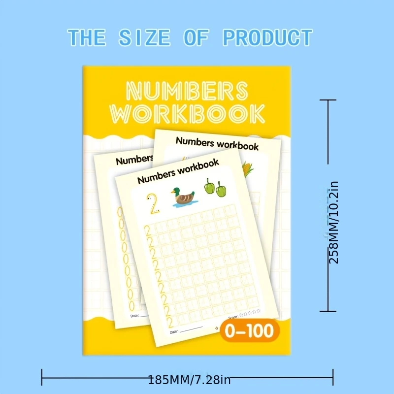 Early Education Book, Children's Digital Exercise Book, Pen Control Training Number 0-100, Interactive Learning Activity Book