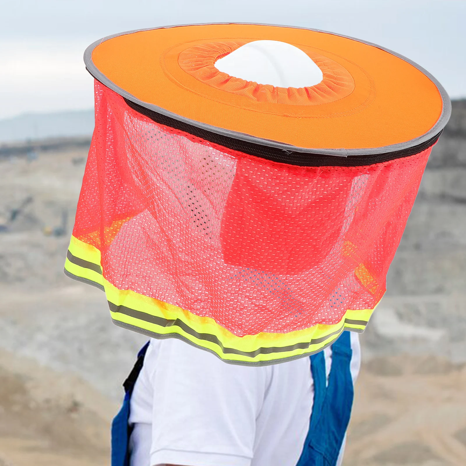 

1pcs Hard Hat Sun Shade Full Brim Safety Hat Curtain Uv Protection Breathable Neck Cover Construction Work Outdoor Safety