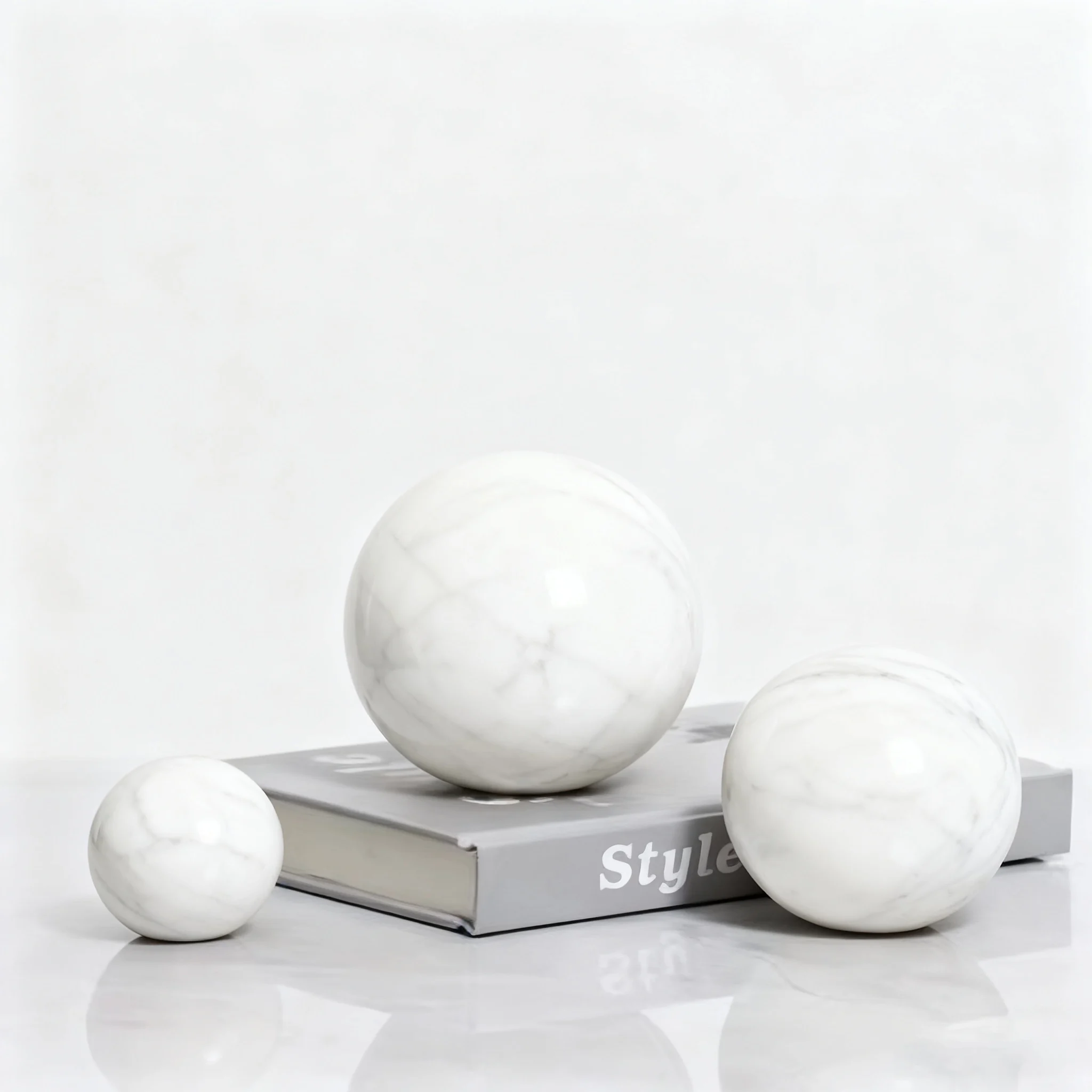 Esferas decorativas de mármol blanco Carrara (6/8/10/12 cm de diámetro), detalles de decoración elegantes para sala de estar, hotel y restaurante