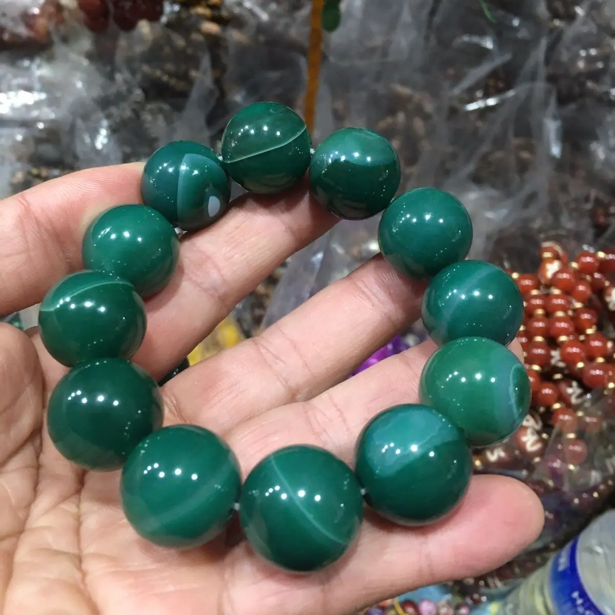 Natural silk agate bracelet, men's and women's dream silk winding bracelet, round bead natural pattern jewelry.