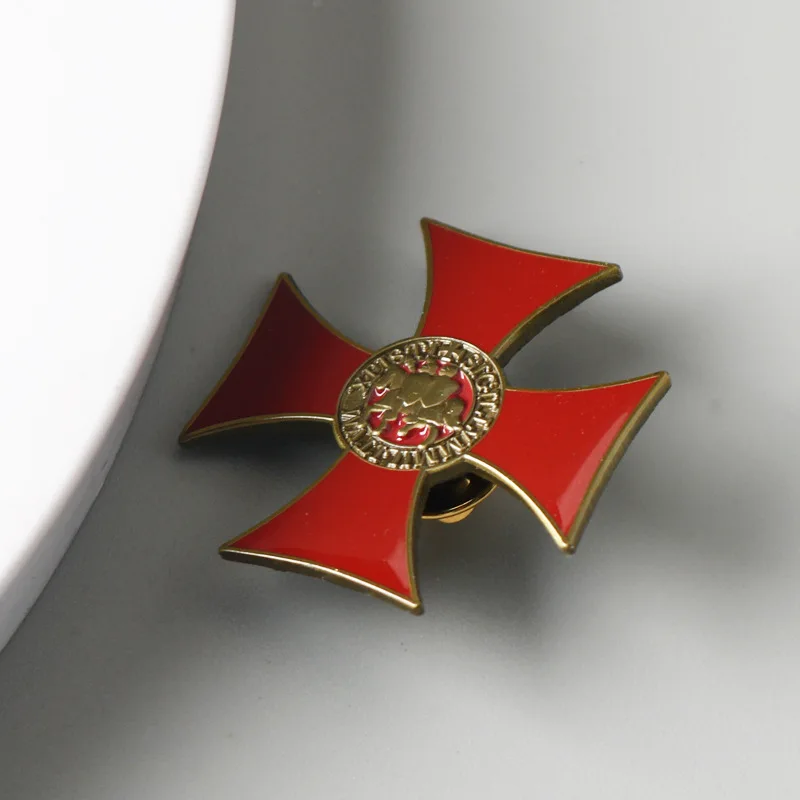 Knights Templar Badge Red Cross Enamel Pin Brooch for Jewelry Accessory