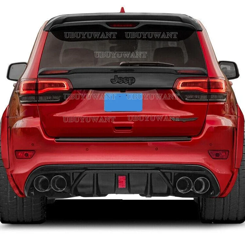 Glossy Black/Carbon Fiber Look Rear Trunk Spoiler Lip Extension+Rear Roof Spoiler Lip Wing For Jeep For Grand Cherokee 2013-2020