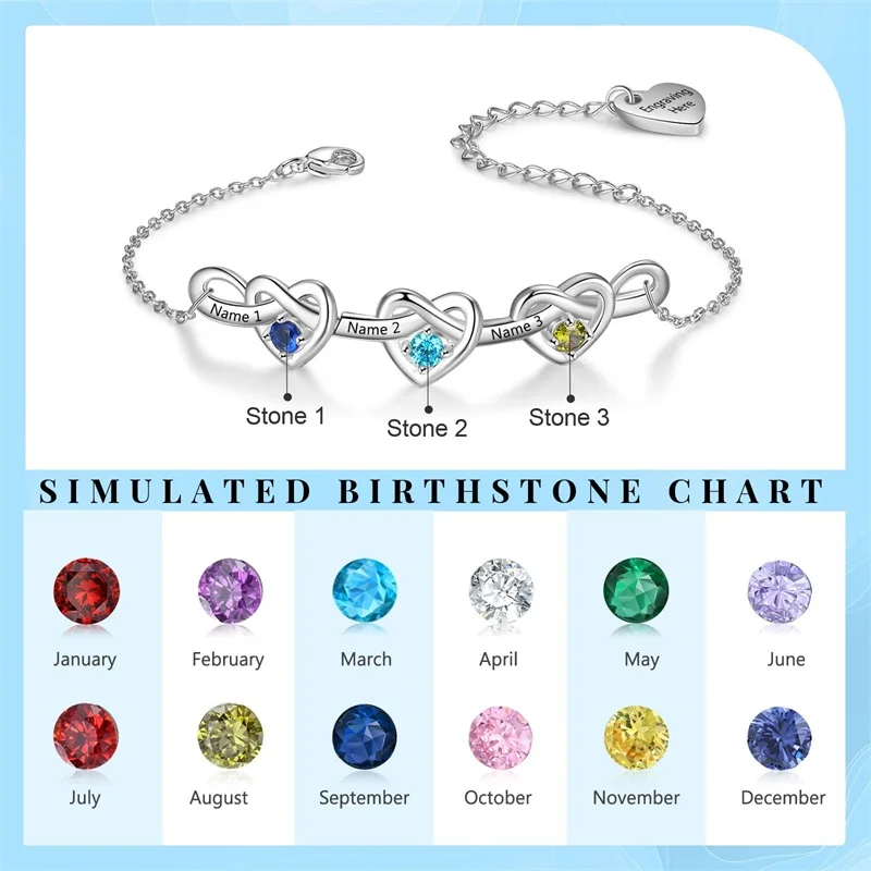 Personalized Name Birthstone Bracelet for Women Mothers Bracelet with Birthstone Mothers Day Gifts Birthday Gift for Mom Grandma