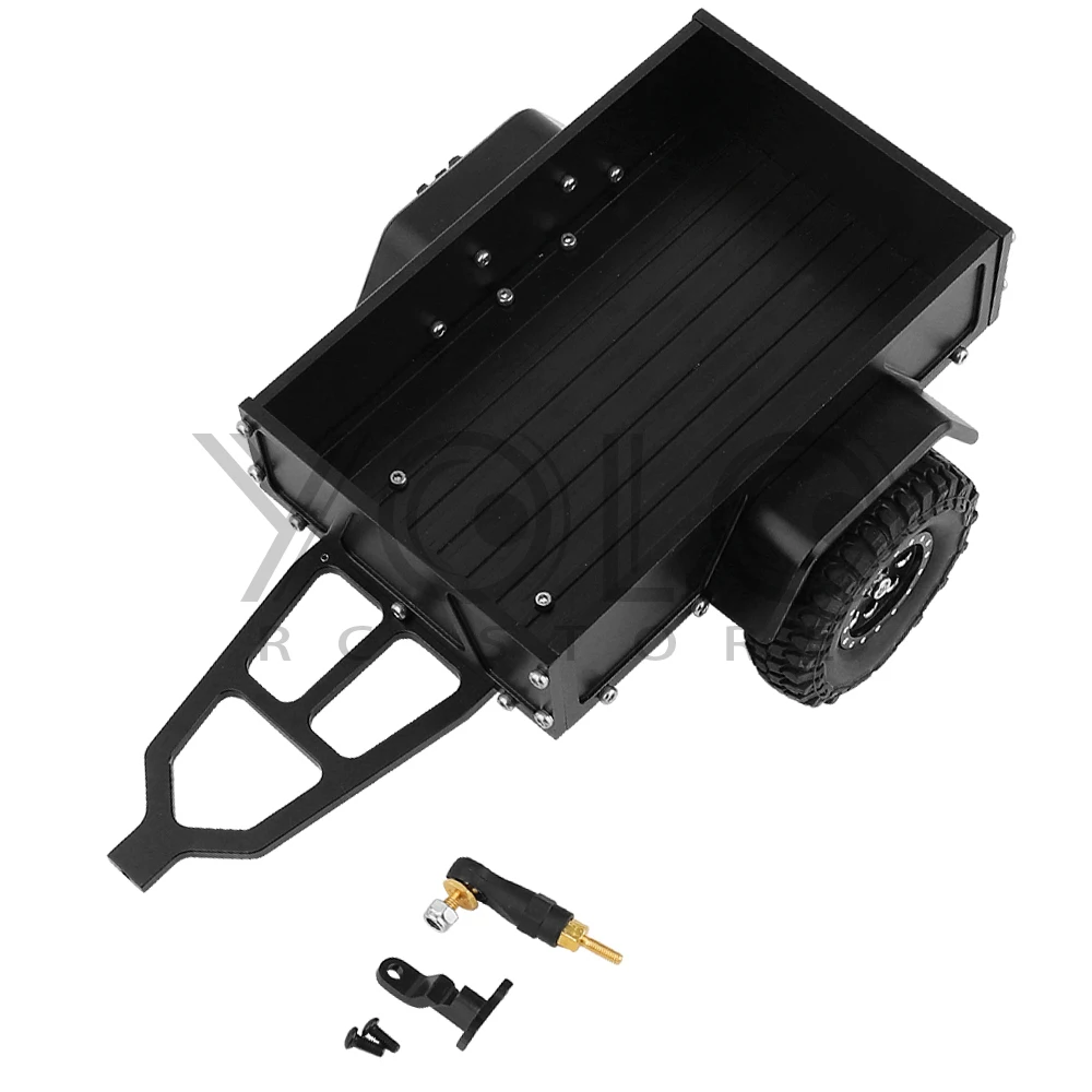 Aluminum Alloy Metal Utility Trailer Car with Hitch for TRX-4M TRX4M 1/18 RC Crawler Car Upgrade Parts