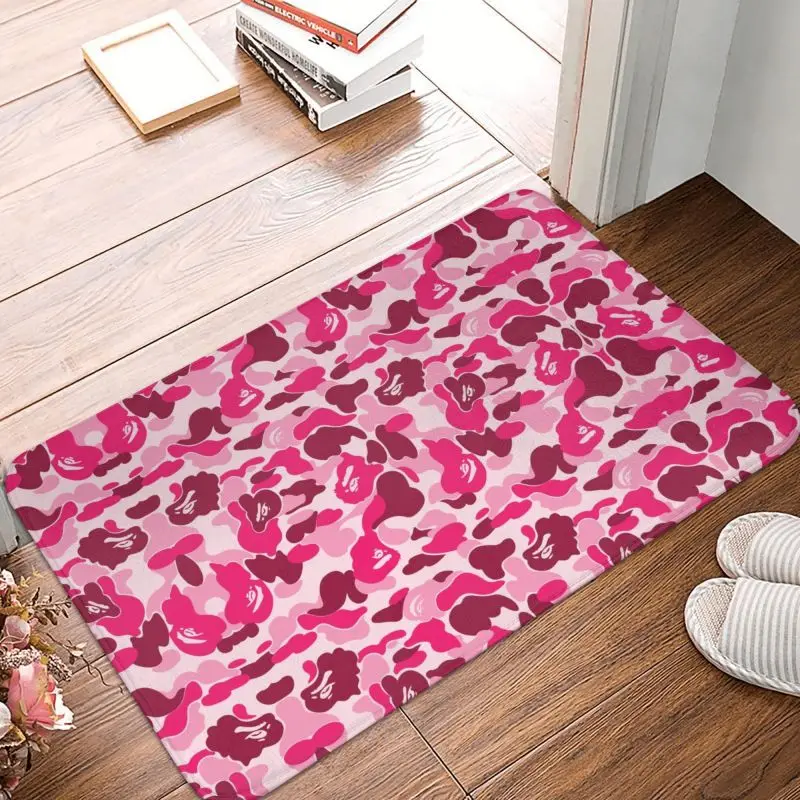 Custom Pink Camo Camouflage Doormat Mat Anti-Slip Kitchen Bathroom Toilet Living Room Welcome Rug Carpet Footpad 40*60cm