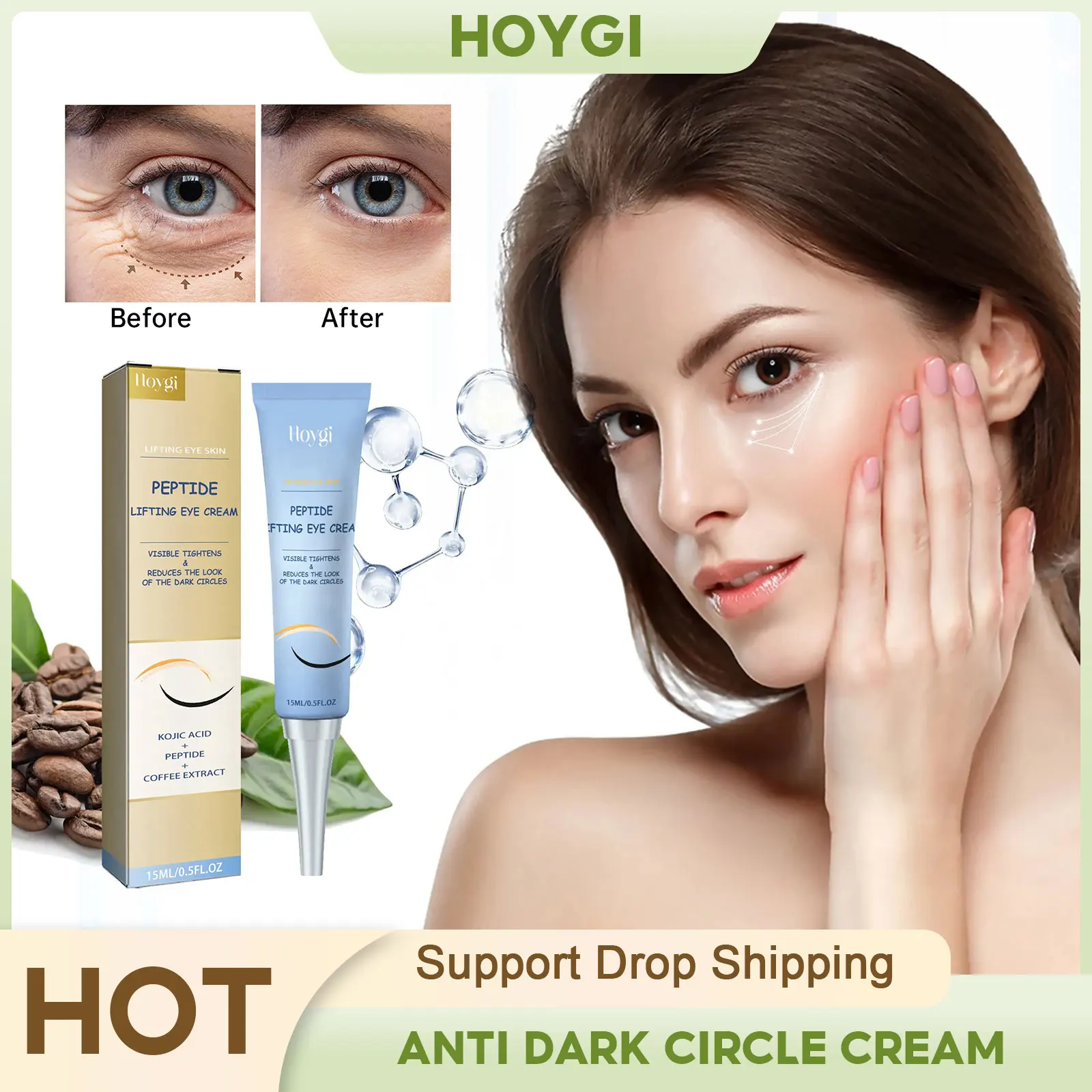 Anti Dark Circle Cream Reduce Fine Line Puffiness Firming Eye Bags Wrinkle Removal Nourish Brightening Peptide Lifting Eye Cream