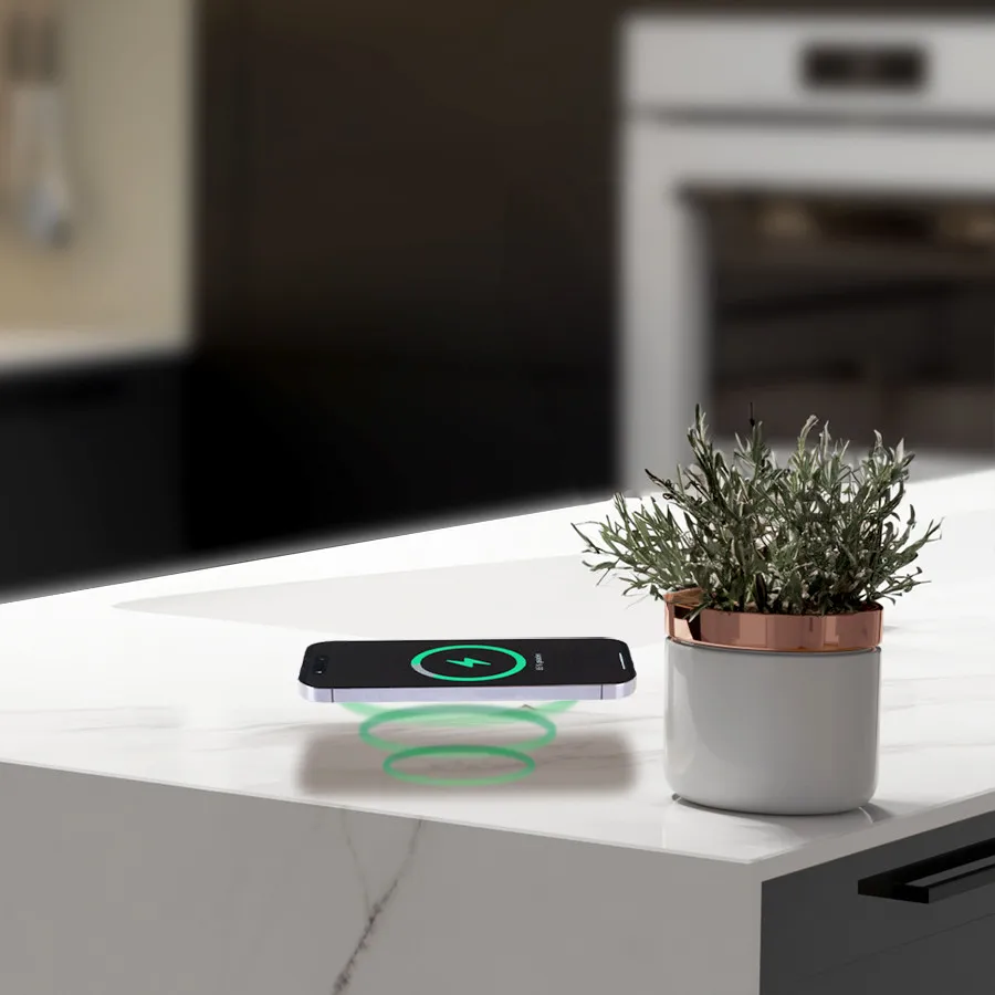 Marble Granite Stone Wooden Kitchen Countertops Countertops Seamless Installation Under Surface Invisible Wireless Charger