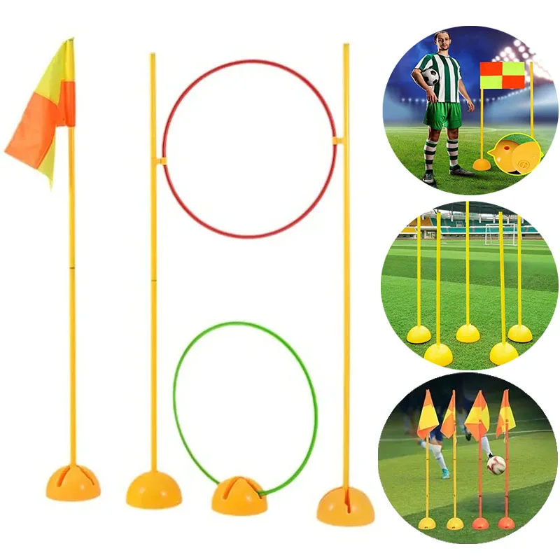 Soccer Training Marker Pole Flag Water Injection Base Square Flag Logo Bar Clasp Rod Soccer Equipment For Training Outdoor